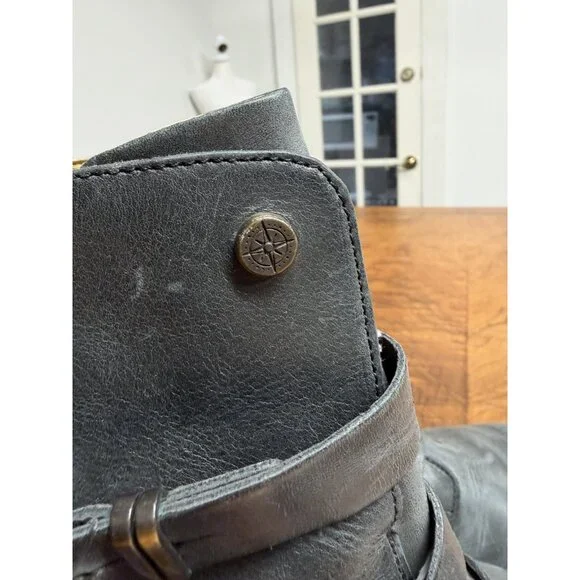 Bussola Prague Women’s 40 Black Ebony Leather Buckle Moto Ankle Boots Steampunk - Picture 7 of 13